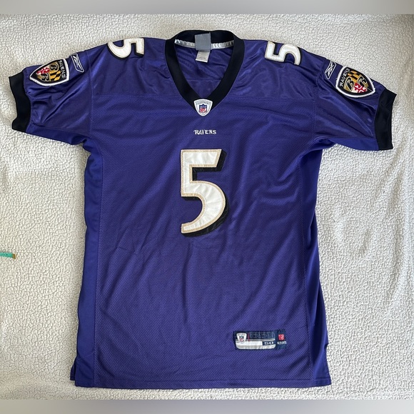 Reebok Baltimore Ravens Joe Flacco Authentic Jersey Mens 50 Purple Stitched VTG